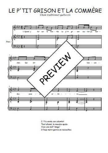 Téléchargez l'arrangement de la partition de Traditionnel-Le-p-tit-grison-et-la-commere en PDF pour Chant et piano