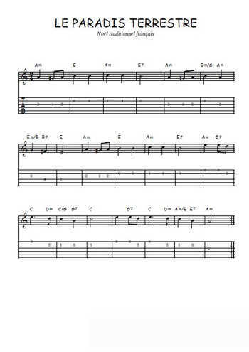 Téléchargez la tablature de la musique Traditionnel-Le-paradis-terrestre en PDF