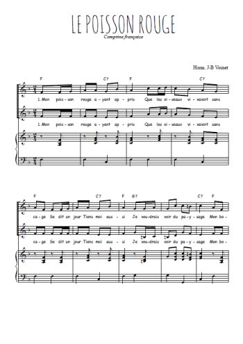 Téléchargez l'arrangement de la partition de Le poisson rouge en PDF pour deux voix égales et piano