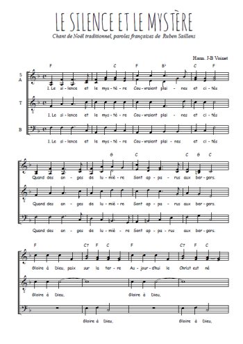 Téléchargez l'arrangement de la partition de Le silence et le mystère en PDF à quatre voix SATB