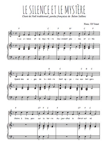 Téléchargez l'arrangement de la partition de noel-le-silence-et-le-mystere en PDF pour Chant et piano