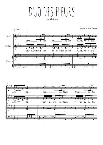 Téléchargez l'arrangement de la partition de leo-delibes-le-duo-des-fleurs en PDF pour Chant et piano