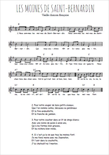 Les Moines de Saint-Bernardin Partition gratuite