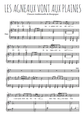 Téléchargez l'arrangement de la partition de bourgogne-les-agneaux-vont-aux-plaines en PDF pour Chant et piano