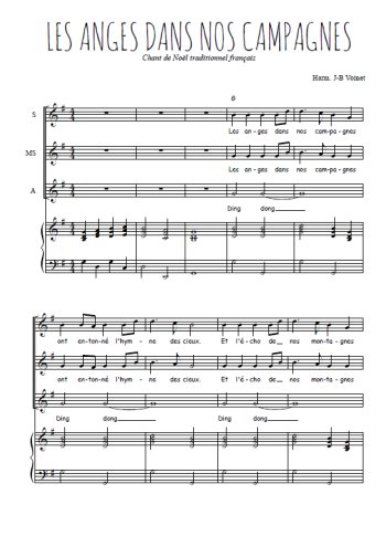 Téléchargez l'arrangement de la partition de Les anges dans nos campagnes en PDF pour trois voix de femmes et piano