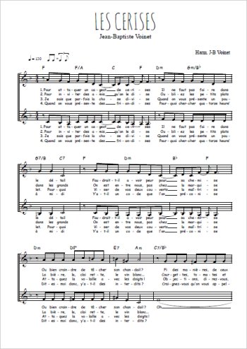 Téléchargez l'arrangement de la partition de Les cerises en PDF à deux voix
