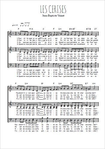 Téléchargez l'arrangement de la partition de Les cerises en PDF à trois voix