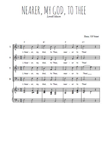 Téléchargez l'arrangement de la partition de Nearer my god to thee en PDF pour 4 voix mixtes et piano