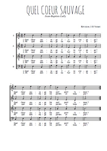 Téléchargez l'arrangement de la partition de Quel coeur sauvage en PDF à quatre voix SATB