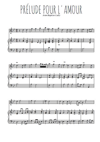 Téléchargez l'arrangement de la partition de jean-baptiste-lully-prelude-pour-l-amour en PDF pour Mélodie et piano