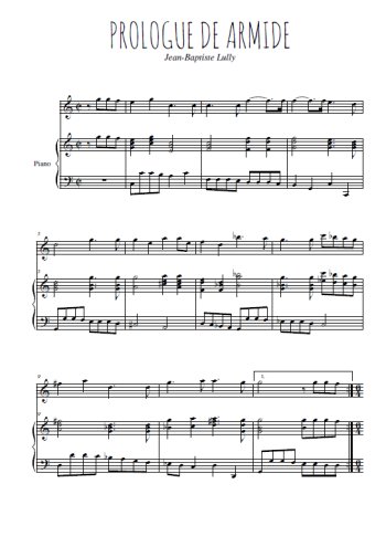 Téléchargez l'arrangement de la partition de jean-baptiste-lully-prologue-de-armide en PDF pour Mélodie et piano