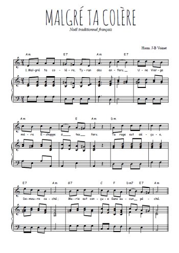 Téléchargez l'arrangement de la partition de noel-malgre-ta-colere en PDF pour Chant et piano