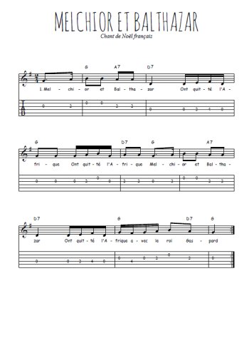 Téléchargez la tablature de la musique Traditionnel-Melchior-et-Balthazar en PDF