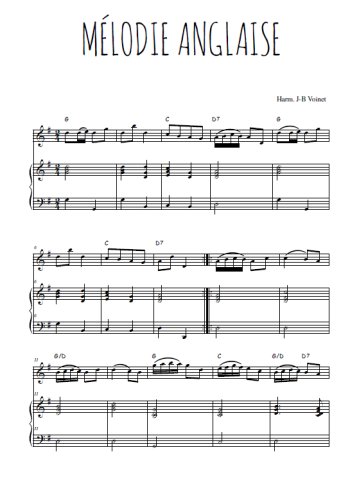Téléchargez l'arrangement de la partition de melodie-anglaise en PDF pour Chant et piano