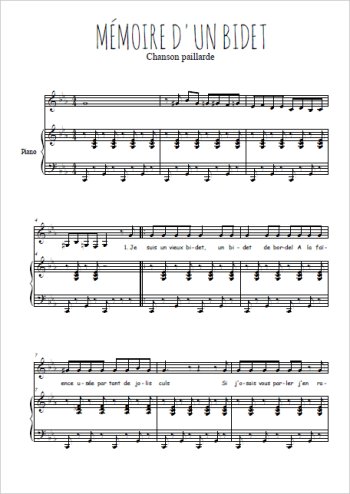 Téléchargez l'arrangement de la partition de chanson-paillarde-memoire-d-un-bidet-de-bordel en PDF pour Chant et piano