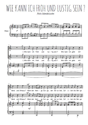 Téléchargez l'arrangement de la partition de Wie kann ich froh und lustig sein en PDF pour deux voix égales et piano