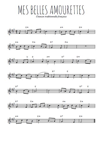 Téléchargez l'arrangement de la partition en Sib de la musique Mes belles amourettes en PDF