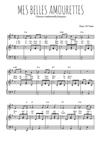 Téléchargez l'arrangement de la partition de mes-belles-amourettes en PDF pour Chant et piano