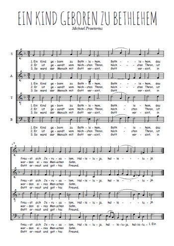 Téléchargez l'arrangement de la partition de Ein kind geboren zu bethlehem en PDF à quatre voix SATB