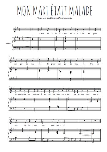 Téléchargez l'arrangement de la partition de normandie-mon-mari-etait-malade en PDF pour Chant et piano