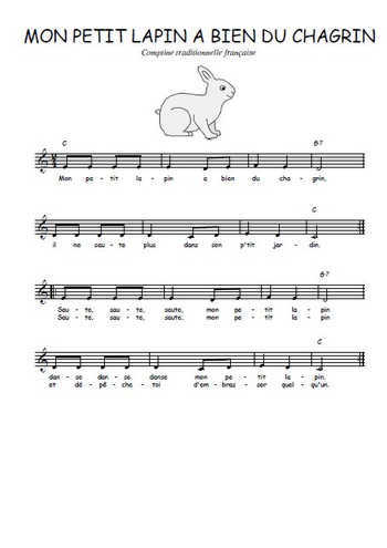 Mon petit lapin a bien du chagrin (3) Partition gratuite