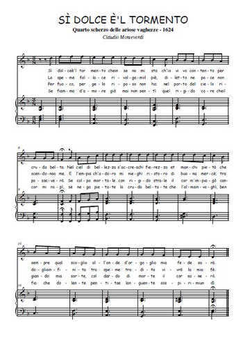 Téléchargez l'arrangement de la partition de Claudio-Monteverdi-Si-dolce-e-l-tormento en PDF pour Chant et piano