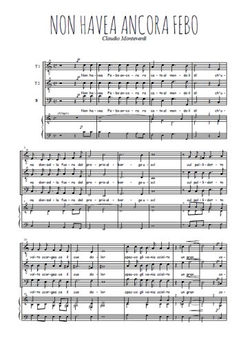 Téléchargez l'arrangement de la partition de monteverdi-non-havea-ancora-febo-3voix en PDF pour Chant et piano