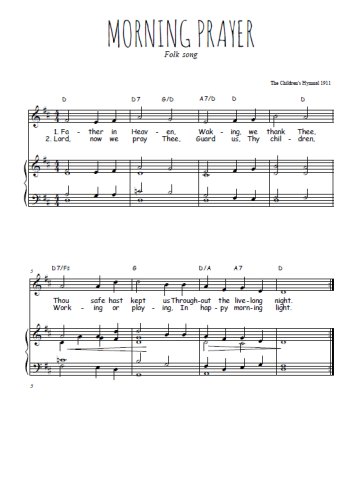 Téléchargez l'arrangement de la partition de morning-prayeur-priere-du-matin en PDF pour Chant et piano