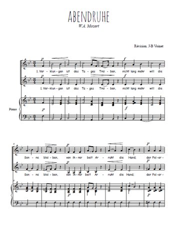 Téléchargez l'arrangement de la partition de Abendruhe en PDF pour deux voix égales et piano