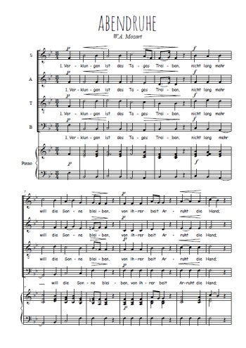 Téléchargez l'arrangement de la partition de Abendruhe en PDF pour 4 voix mixtes et piano