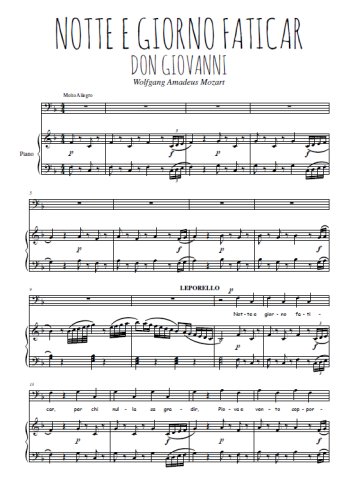 Téléchargez l'arrangement de la partition de W.A.-Mozart-Notte-e-giorno-faticar en PDF pour Chant et piano