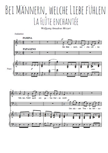 Téléchargez l'arrangement de la partition de Bei Männern, welche Liebe fühlen en PDF pour deux voix égales et piano
