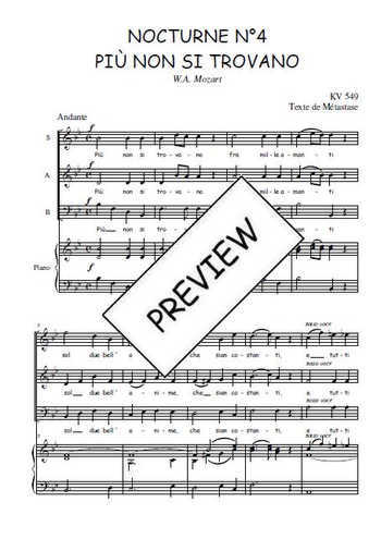Téléchargez l'arrangement de la partition de Nocturne N°4, Più non si trovano en PDF pour trois voix mixtes et piano
