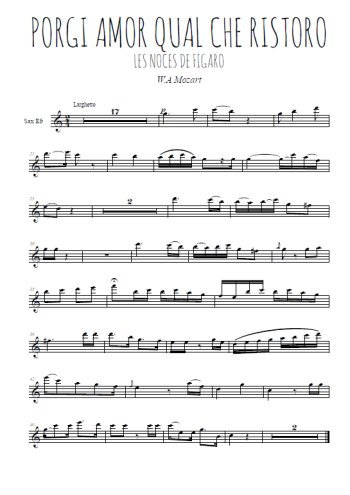Téléchargez l'arrangement de la partition pour sax en Mib de la musique Porgi amor qual che ristoro en PDF