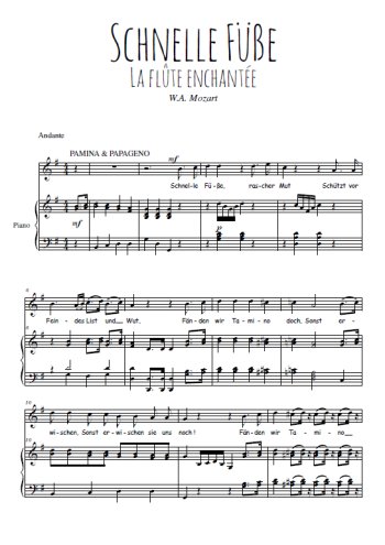 Téléchargez l'arrangement de la partition de W.A.-Mozart-Schnelle-Fusse en PDF pour Chant et piano