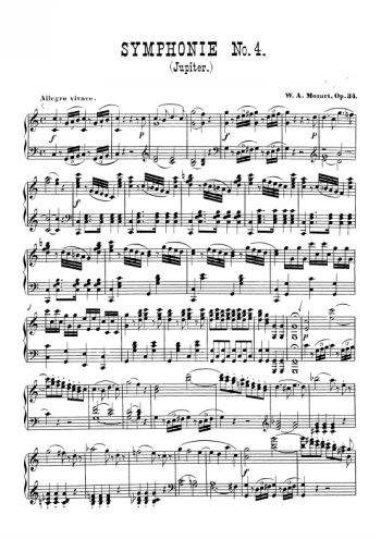 Allegro Vivace Symphonie Jupiter MOZART W.A Partition 1927 