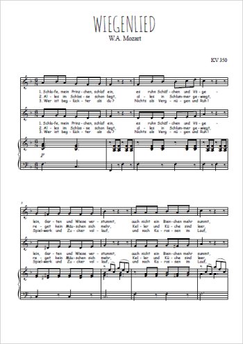 Téléchargez l'arrangement de la partition de Wiegenlied en PDF pour deux voix égales et piano