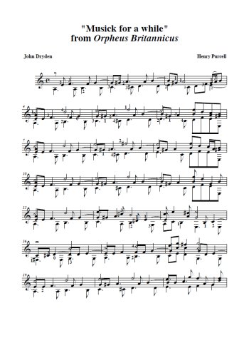 Téléchargez la partition Musick for a while pour guitare classique