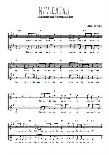 Téléchargez l'arrangement de la partition de Navidadau en PDF à deux voix