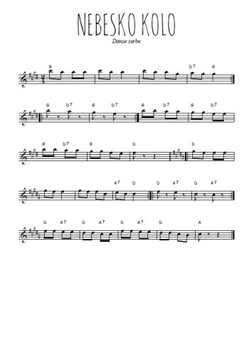 Téléchargez l'arrangement de la partition pour sax en Mib de la musique Nebesko kolo en PDF