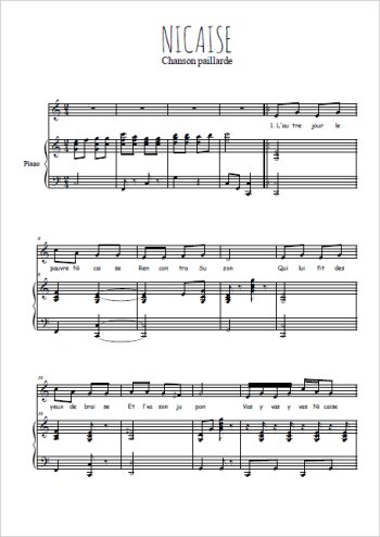 Téléchargez l'arrangement de la partition de chanson-paillarde-nicaise en PDF pour Chant et piano