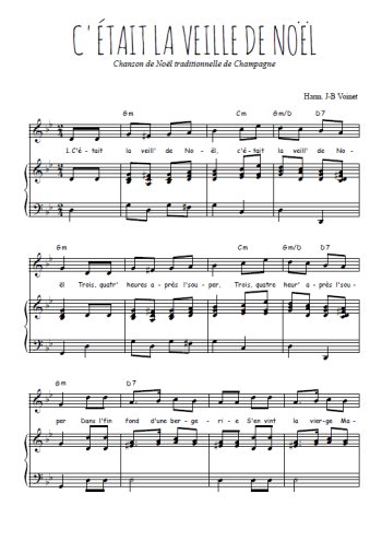 Téléchargez l'arrangement de la partition de Traditionnel-C-etait-la-veille-de-Noel en PDF pour Chant et piano