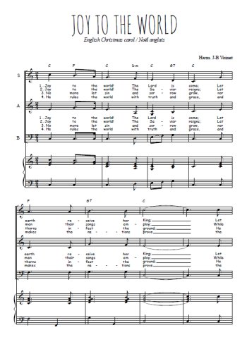 Téléchargez l'arrangement de la partition de Joy to the world en PDF pour trois voix mixtes et piano