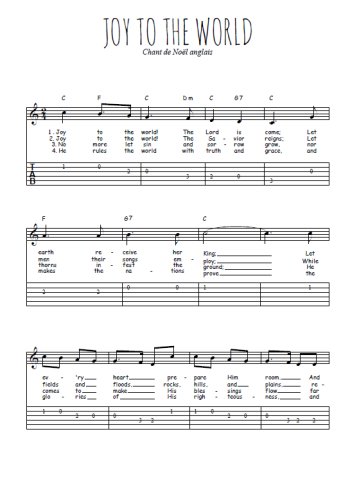 Téléchargez la tablature de la musique noel-anglais-joy-to-the-world en PDF