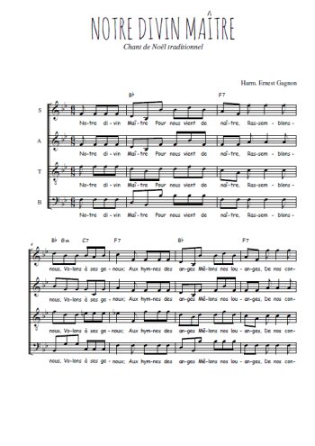 Téléchargez l'arrangement de la partition de Notre Divin Maître en PDF à quatre voix SATB