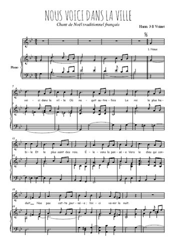 Téléchargez l'arrangement de la partition de noel-nous-voici-dans-la-ville en PDF pour Chant et piano