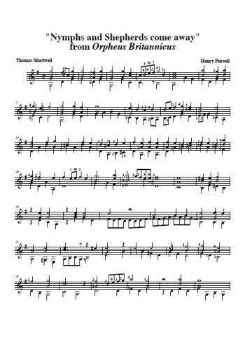 Téléchargez la partition Nymphs and Shepherds come away pour guitare classique