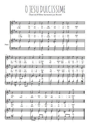 Téléchargez l'arrangement de la partition de O jesu mi dulcissime en PDF pour deux voix égales et piano