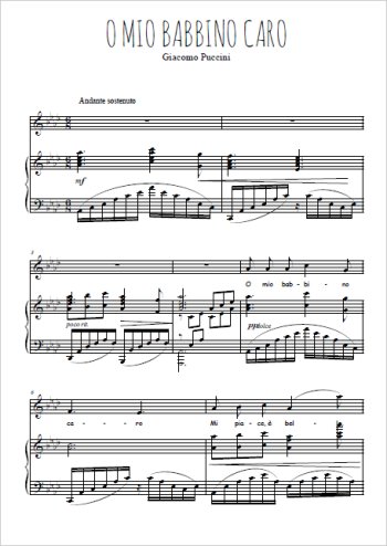 Téléchargez l'arrangement de la partition de giacomo-puccini-o-mio-babbino-caro en PDF pour Chant et piano