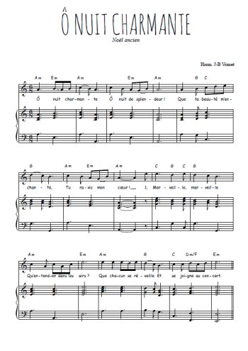 Téléchargez l'arrangement de la partition de noel-o-nuit-charmante en PDF pour Chant et piano